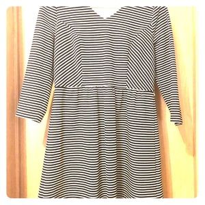 Black and white striped long sleeve dress
